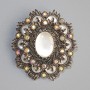 Accent Brooch-Pendant with White Cat's Eye, Chameleon Crystals, Dark-Silver Metal 48×54mm