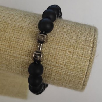 Shungite Bracelet (Artificial) 'Dumbbell', 10 mm diameter, length 18 cm ± (stretch)