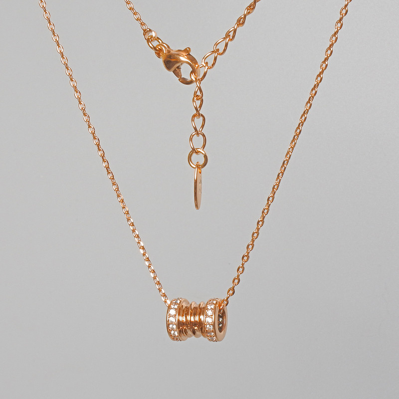 Xuping Chain with White Rhinestone Pendant, Diameter 9×7 mm, Length 40–45 cm, Thickness 1 mm