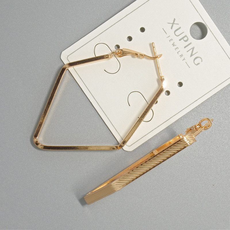 Xuping Hoop Earrings, 3 mm Thick, 34x51 mm Diameter, 18K Gold Plating