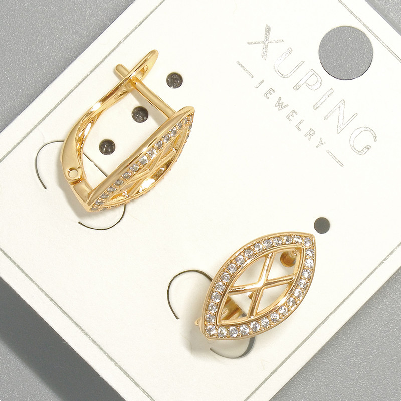 Xuping Earrings with White Crystals, 18K Gold Plating