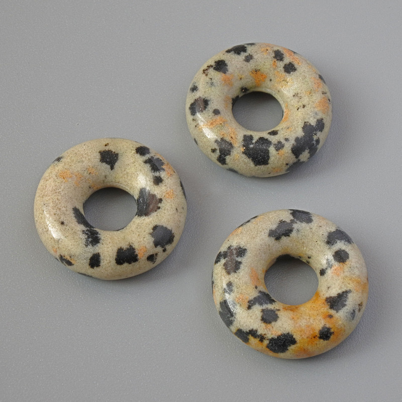 Pandora Bead Dalmatian Jasper, diameter 15×4.5 mm, hole diameter 5.1 mm