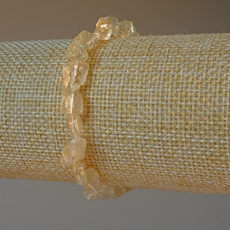 Bracelet with Citrine Quartz natural unpolished stone, faceted, diameter 6x7mm, length 18cm (stretch)