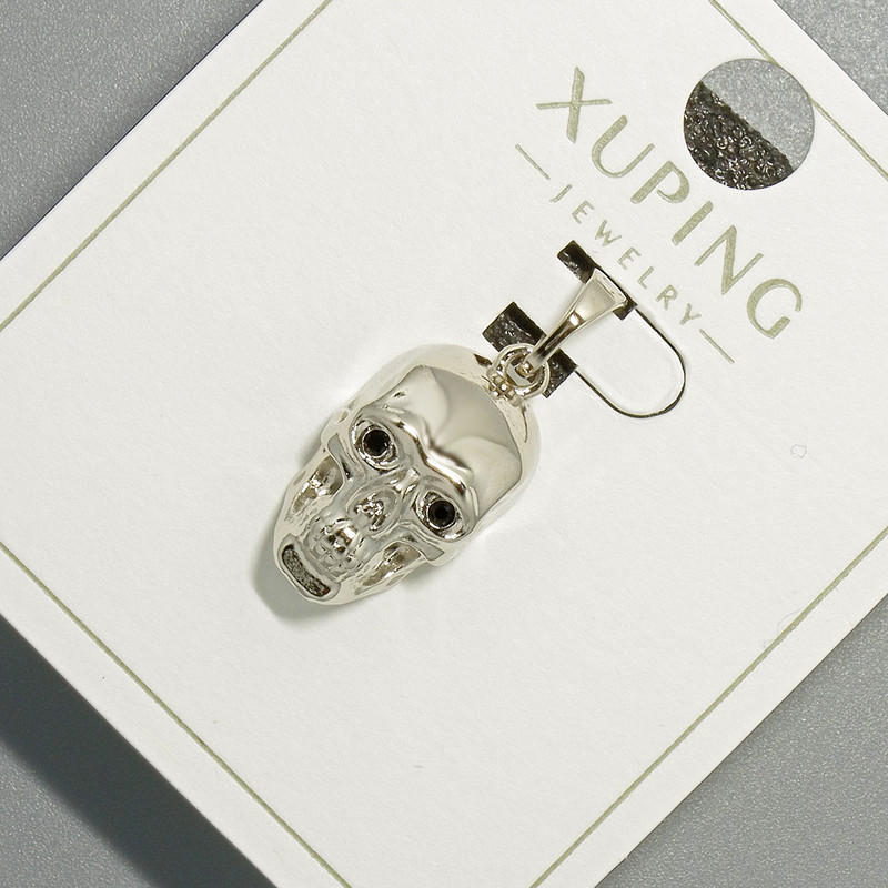 Pendant "Skull" Xuping, diameter 9×16 mm, length 23 mm, rhodium