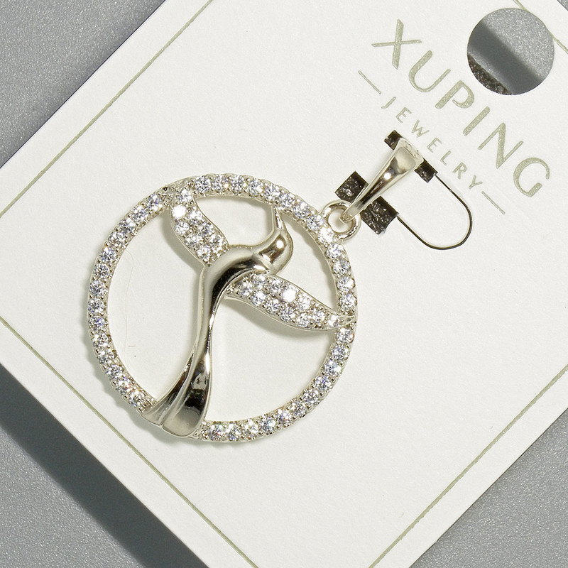 Pendant 'Bird' Xuping rhodium-plated with white crystals, diameter 22mm, length 31mm