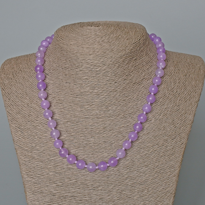 Amethyst Necklace (artificially toned quartz) smooth beads, 8.5 mm diameter, 47 cm length +/-