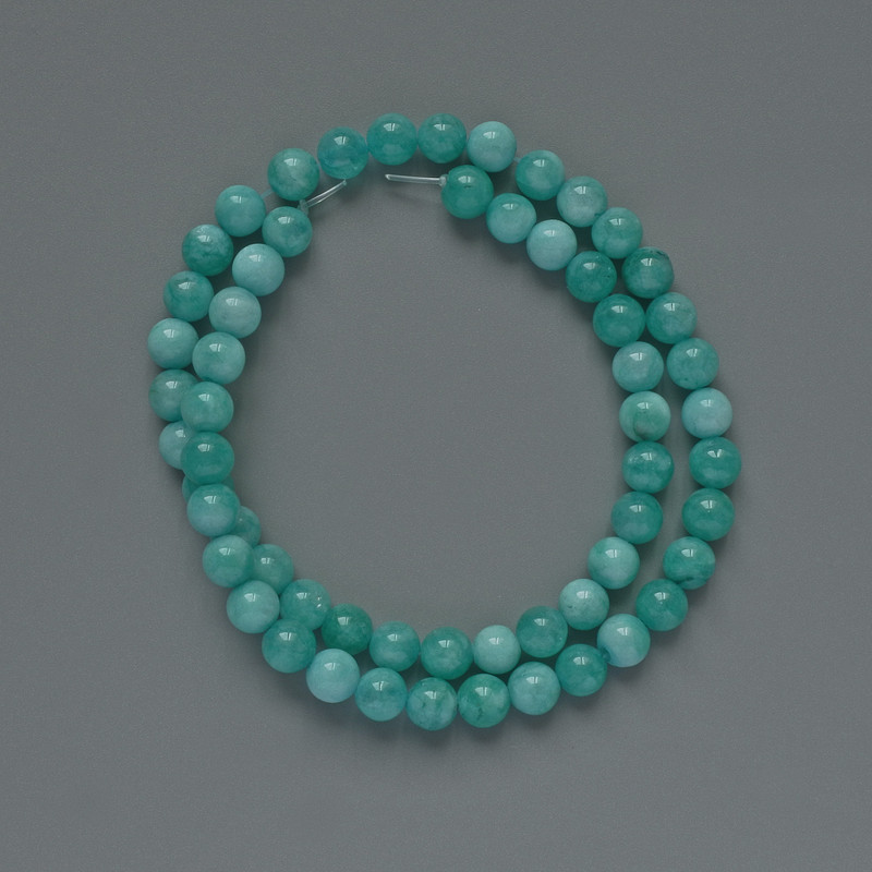 Amazonite Beads (Synthetic) Smooth Round Beads, 6.5 mm Diameter, 36 cm Length on Thread