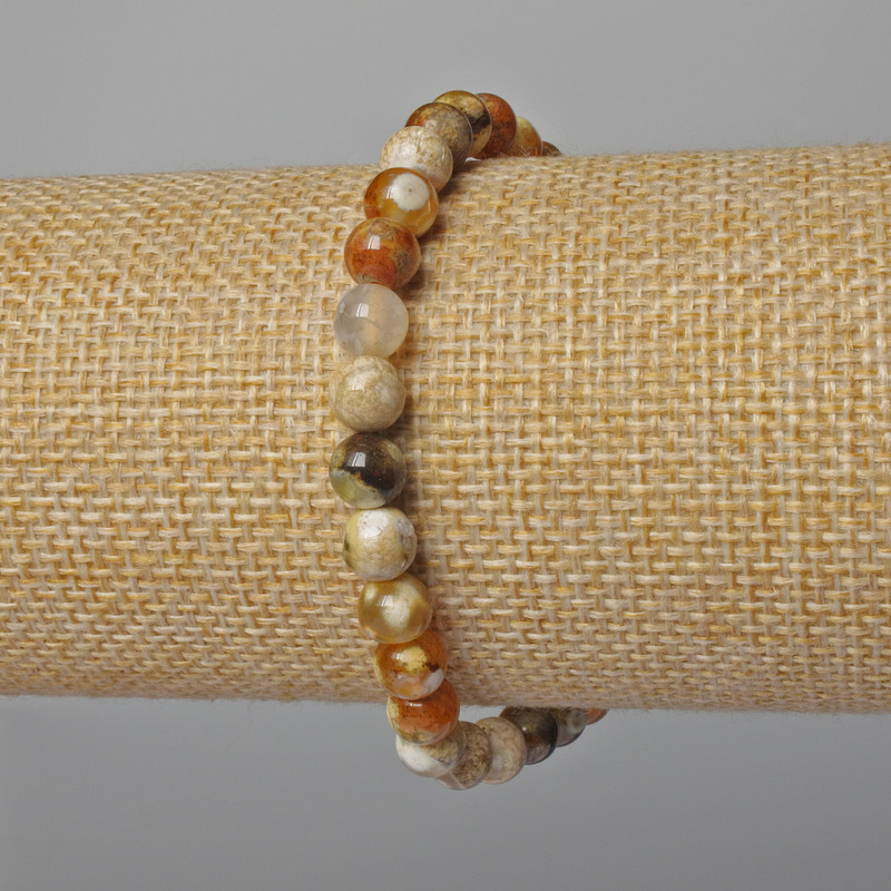 Yellow Agate Bracelet with Smooth Beads 6mm