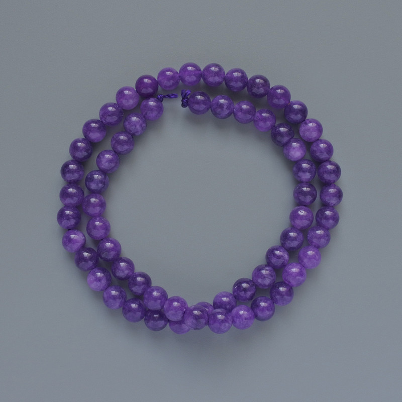 Sugilite Beads (Artificial) Smooth Round Beads, 6.5 mm Diameter, 39 cm Length on Thread