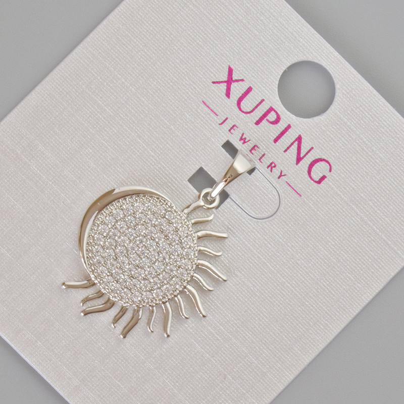 Pendant Xuping "Sun" with white crystals, diameter 27x19 mm ± Rhodium