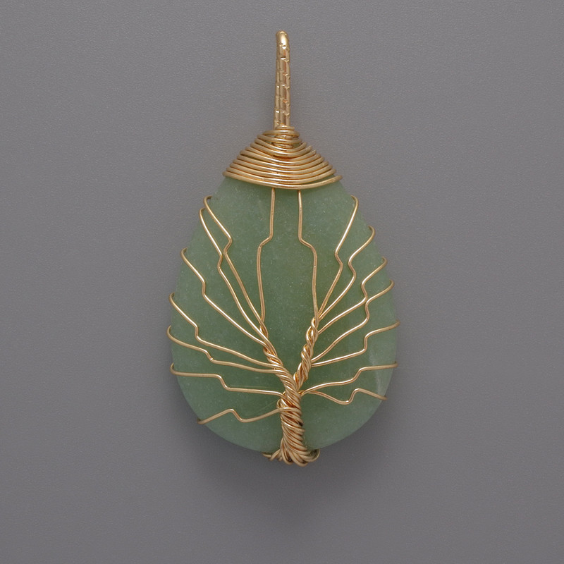 Jade pendant in golden plating, diameter 44×24×9 mm+