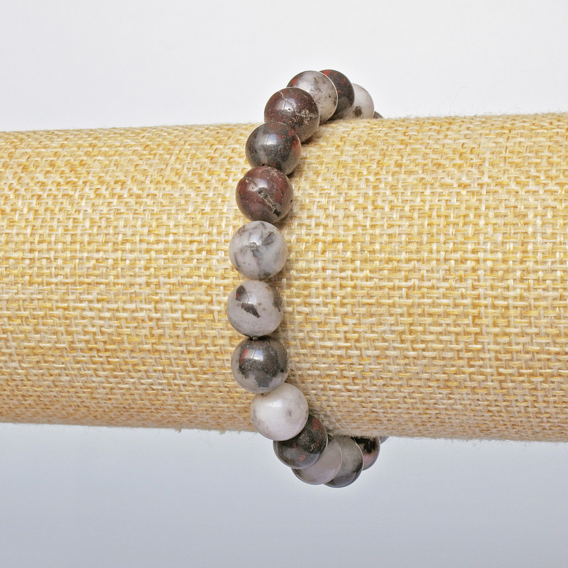 Jasper bracelet with smooth beads, 8.5 mm diameter, 18 cm length (stretch)