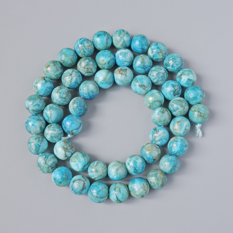 Blue Jasper Beads (Synthetic) Smooth Round Beads, 8 mm Diameter, 39 cm Length on Thread