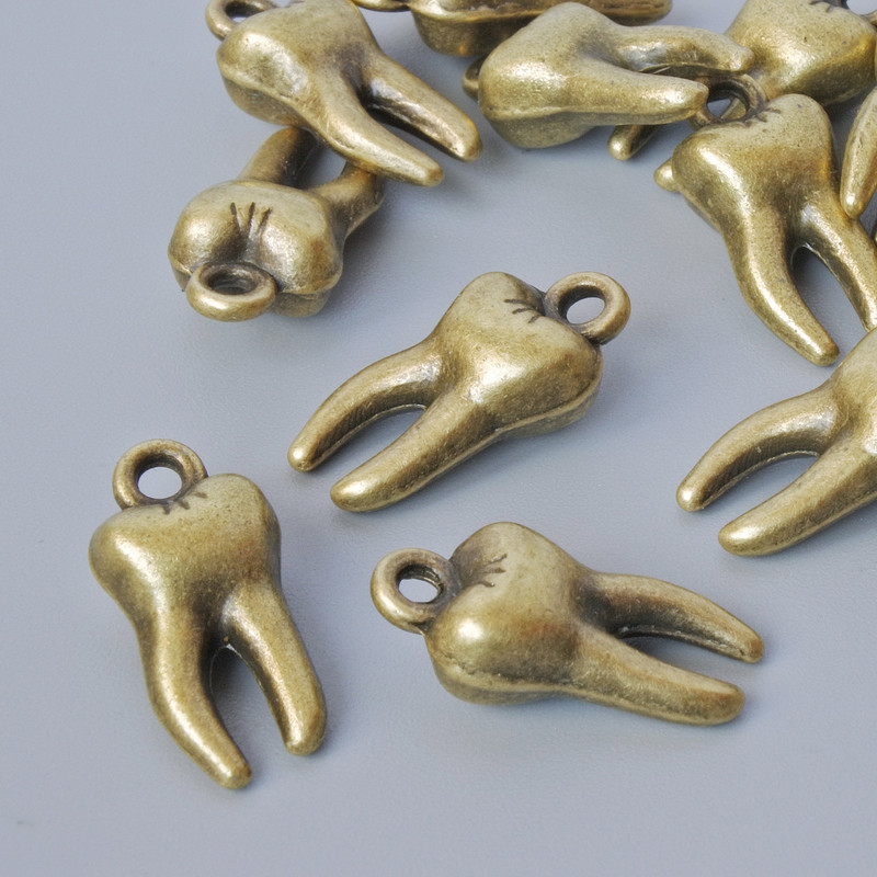 Pendant hardware 'Tooth', dimensions 15.5×7.5 mm, hole diameter 1.6 mm, pack 15 pcs ±, bronze metal color