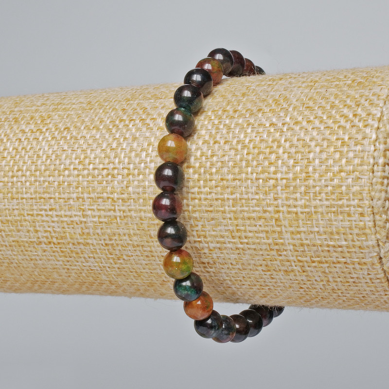 Jasper Bracelet (Artificial) Smooth Beads, 6 mm Diameter ±, 18 cm Length ± (Stretch)