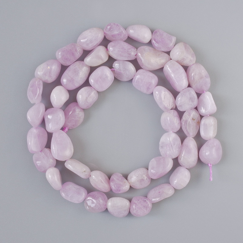Kunzite Beads, Natural Gemstone, Cushion-Cut, Diameter 6x9 mm, Length 40 cm on Thread