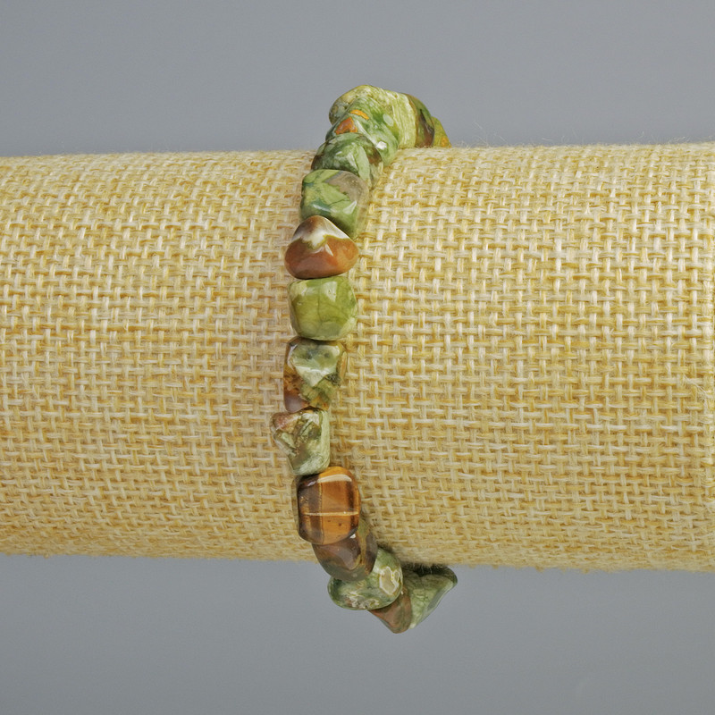 Jasper natural stone faceted bracelet, diameter 8x8 mm, length 18 cm +/- (stretch)