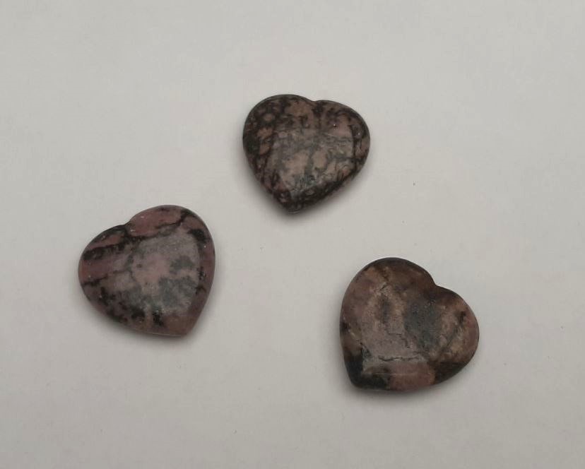 Rhodonite Heart-Shaped Souvenir Stone 30×30×9.5 mm