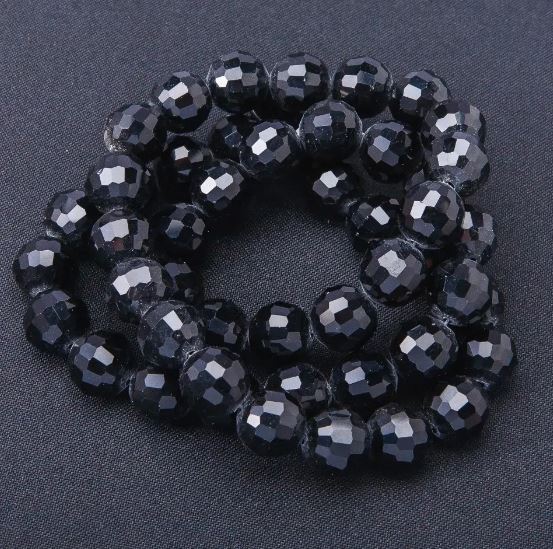 Beads Czech Crystal on Beading Thread, color "Black Agate", length 63 cm ±, diameter 10 mm