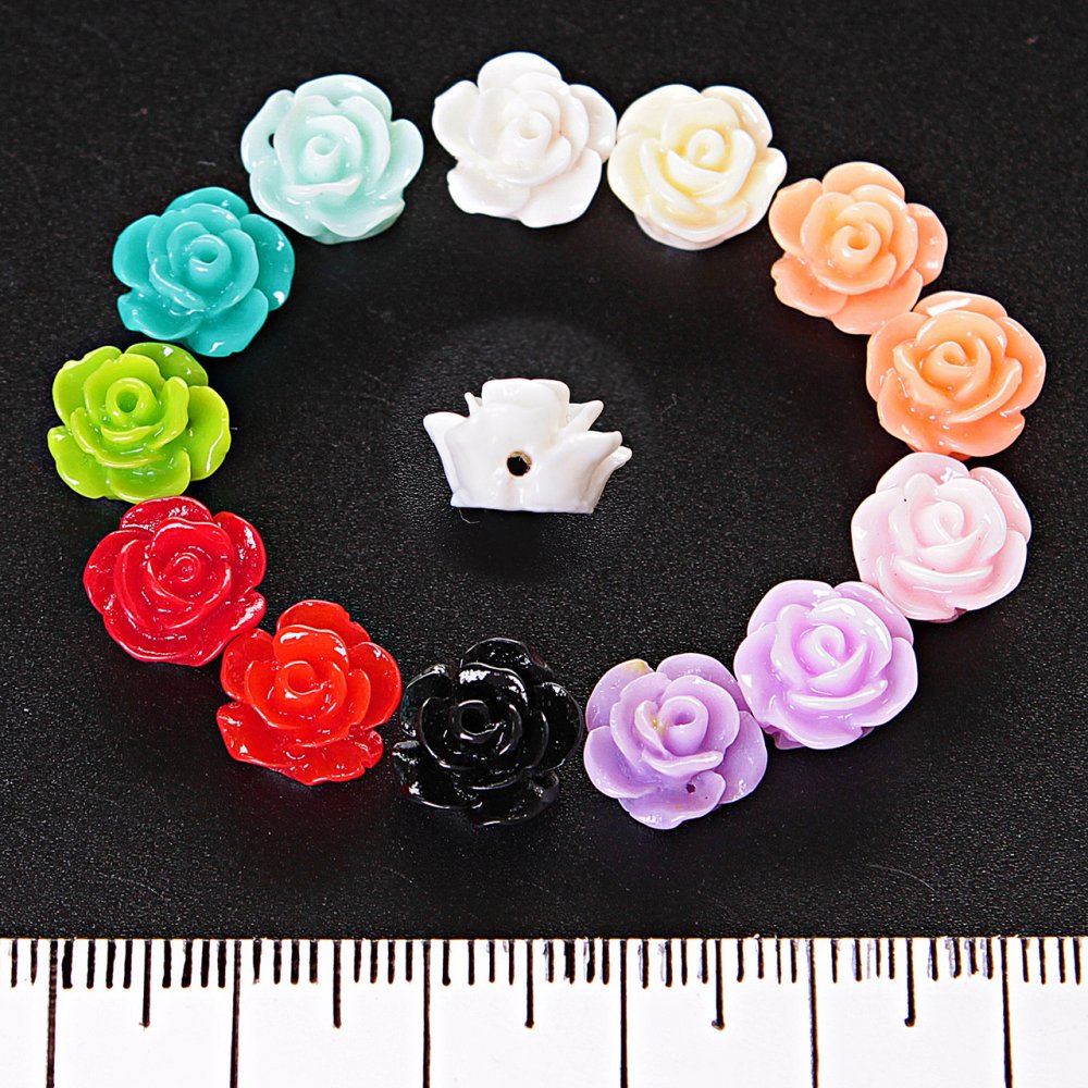 Rose Beads Assortment Set, Through-Hole 10mm, Pack of 25