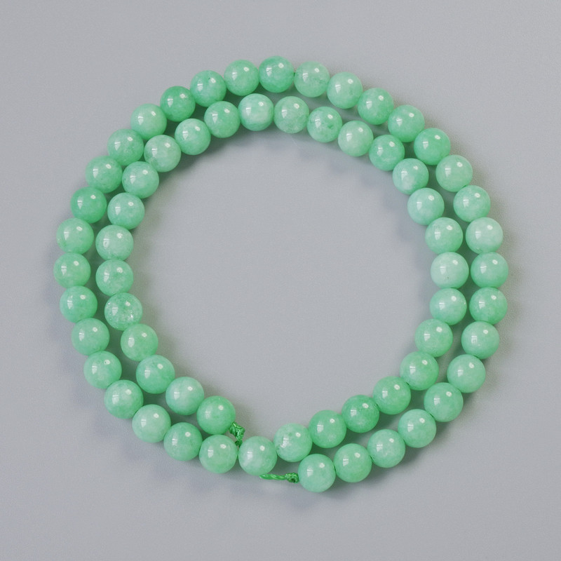 Amazonite Beads, Natural Stone, Smooth Round Beads, 6 mm Diameter, 38 cm Length, on Thread