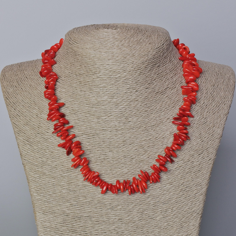 Natural Coral Chip Necklace, 9×3 mm, length 45–47 cm