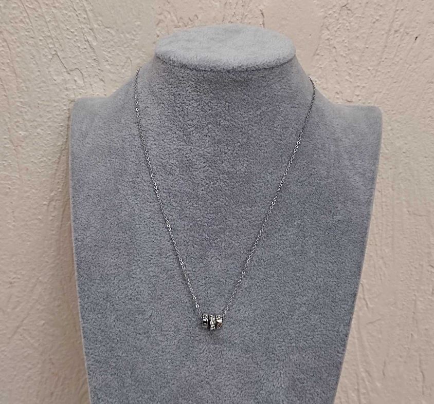 Підвіска-кулон 3 кільця, діаметр 7мм, довжина 41-45см, товщина 1, 35мм сріблястий метал