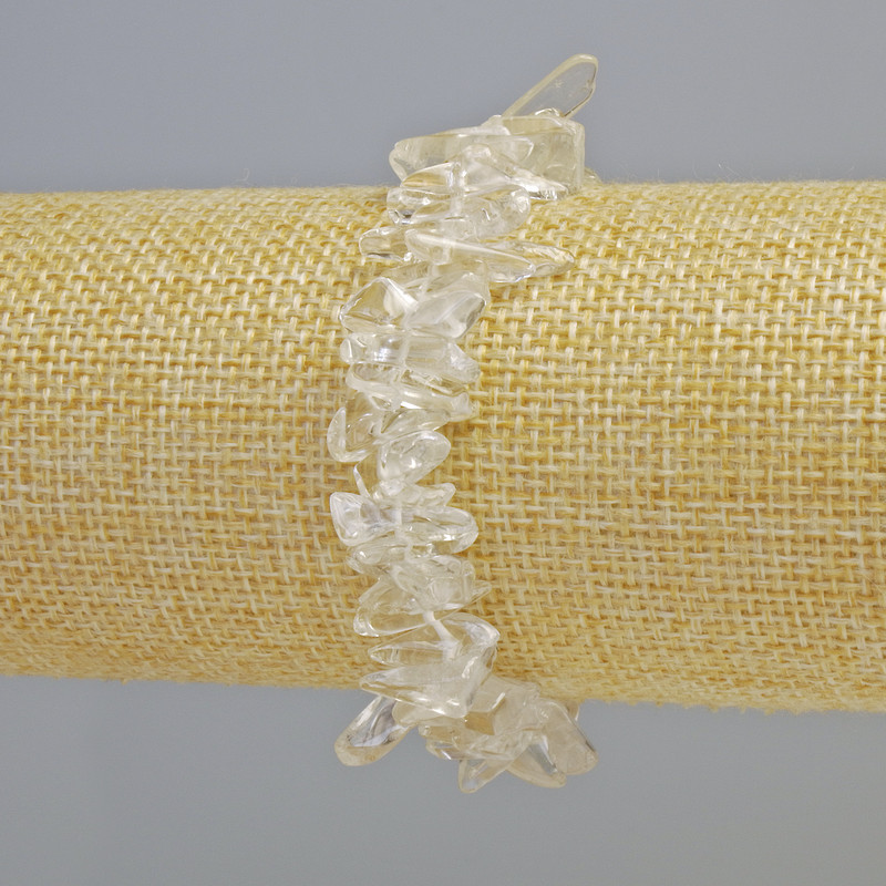 Bracelet with mountain crystal chip 'Needle', size 15×4 mm ± (stretch), length 18 cm+