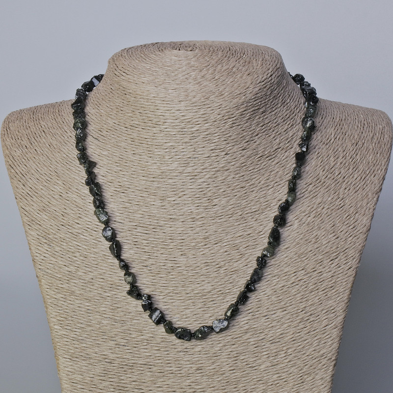 Sun Obsidian Necklace, natural stone, unpolished faceted beads, diameter 6 mm, length 45–48 cm