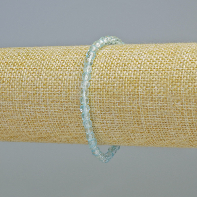 Topaz Bracelet, natural gemstone, faceted cube-cut, diameter 4 mm ± (stretch), length 18 cm+