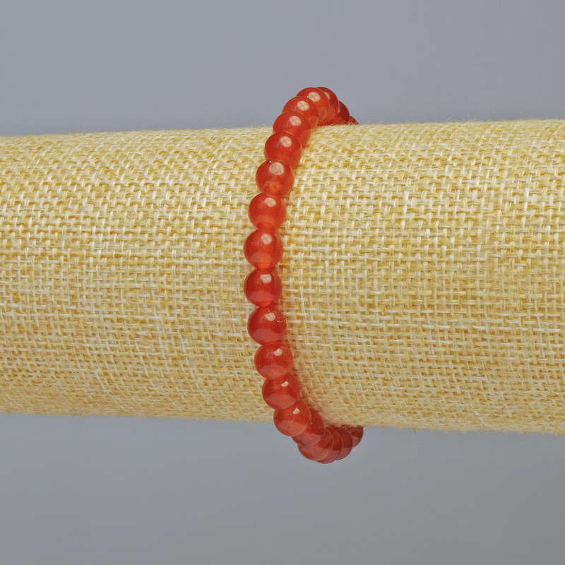 Carnelian bracelet, natural stone, smooth bead, diameter 6 mm ± (stretch), length 18 cm+