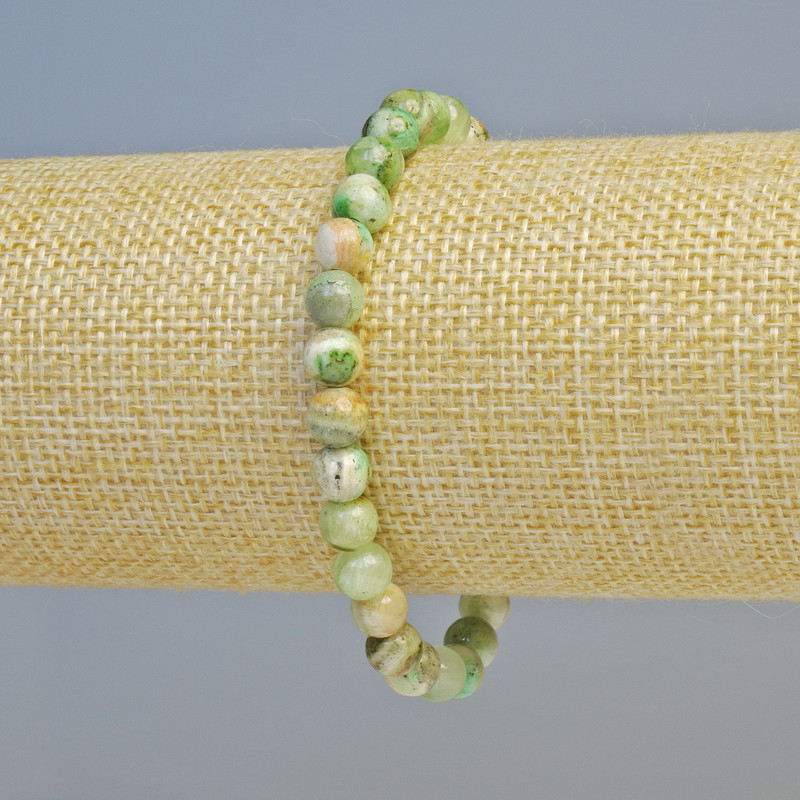 Chrysoprase Bracelet (synthetic acrylic) smooth beads, 6.5 mm diameter ± (stretch), length 18 cm ±