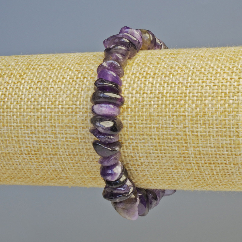 Bracelet with natural amethyst chips, 13×4 mm, stretch, length 18 cm