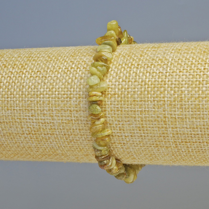 Grossular Bracelet (Green Garnet) natural stone chip, diameter 8x3mm ± (stretch), length 18cm+