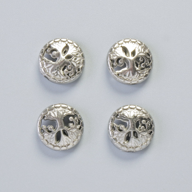 Hematite Bead 'Tree' Silver-colored, diameter 12.5×4.5mm ± (4 pcs)