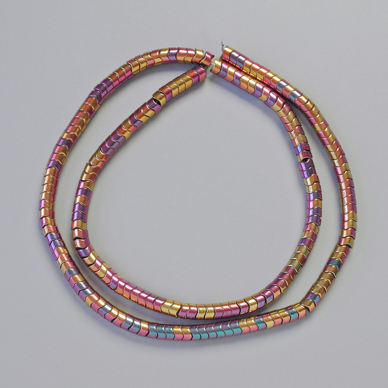 Hematite Rondelle Beads, Wave Pattern, Multicolor Gold, 4x2 mm diameter, 40 cm strand