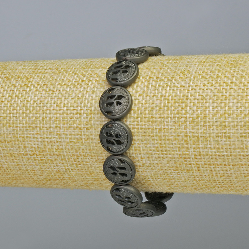 Hematite Bracelet, matte black color, diameter 12×4.5 mm, length 18 cm +/- (stretch)