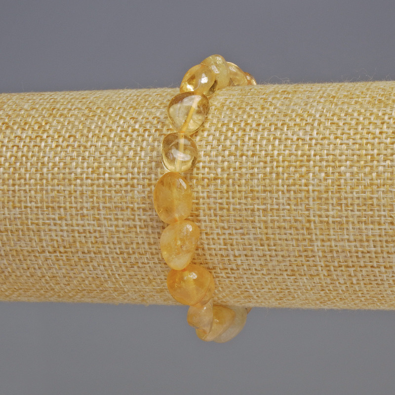 Citrine Bracelet with natural faceted stone, 8×8×5 mm diameter, 18 cm stretch