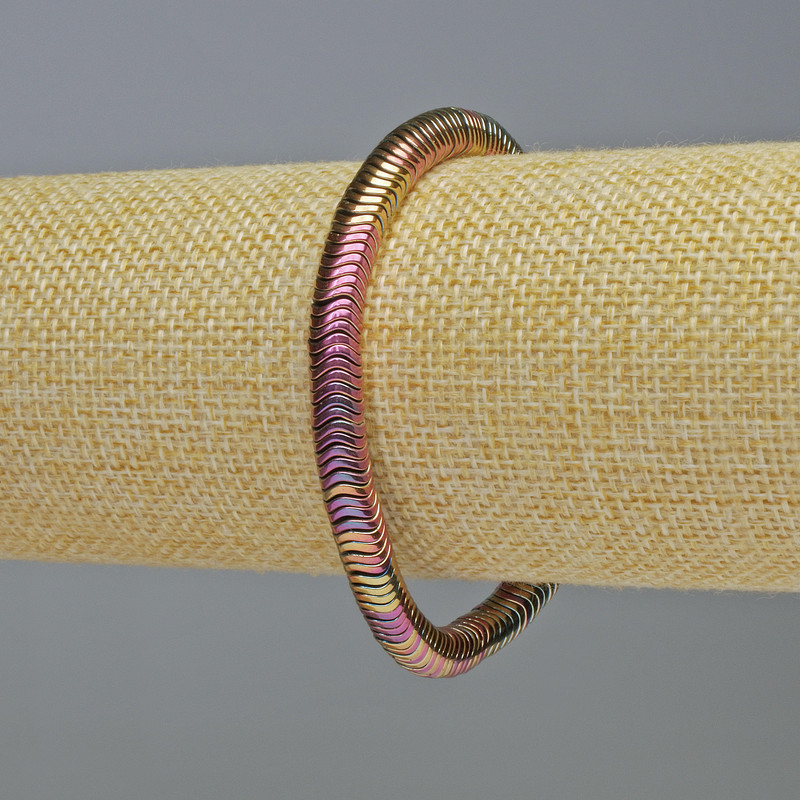 Браслет Гематит колір хамелеон зигзаг, діаметр 6х2мм+-, довжина 18см+- стрейч