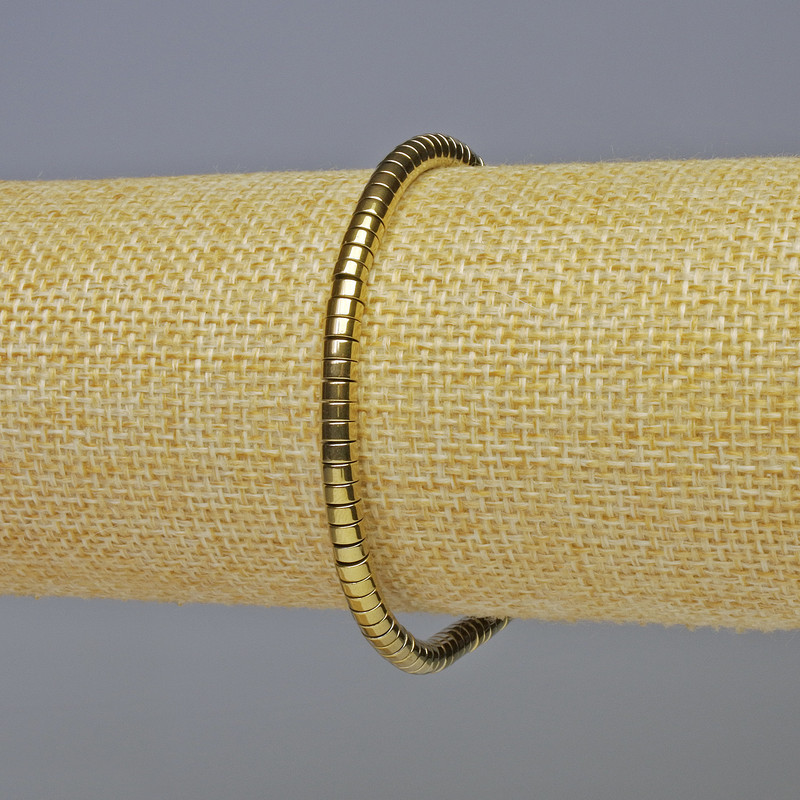 Hematite Rondel Bracelet in Gold Tone, diameter 4×2 mm, length 18 cm, stretch