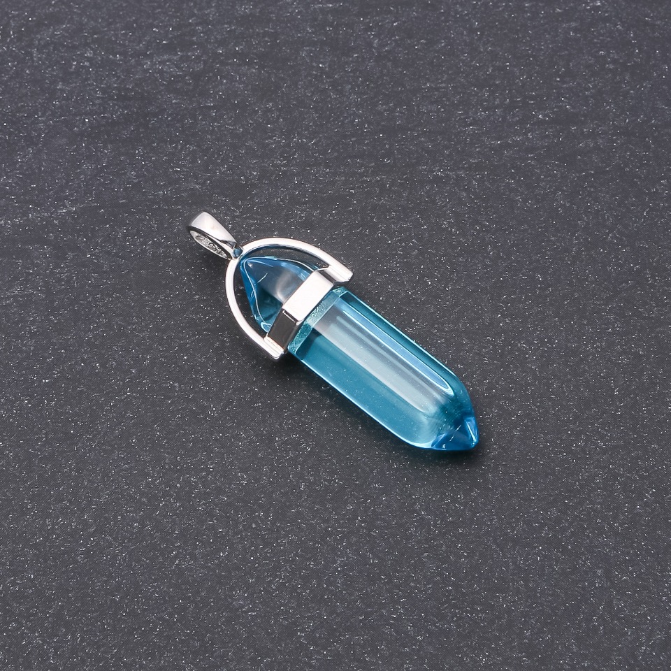Blue hexagonal pendant 41×34×9 mm