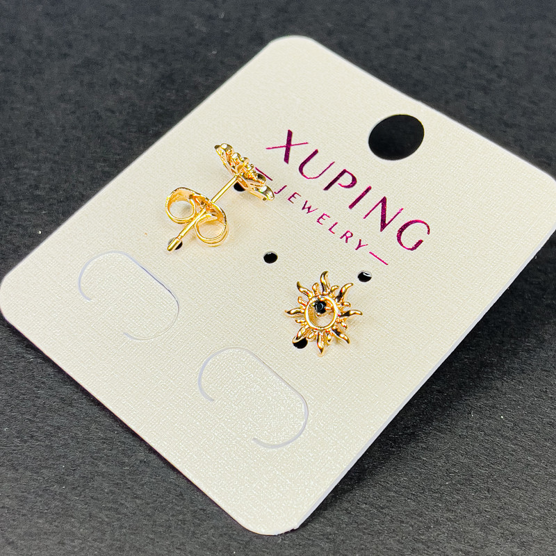 Xuping stud earrings with black crystal, 9 mm ±, 18K gold plating