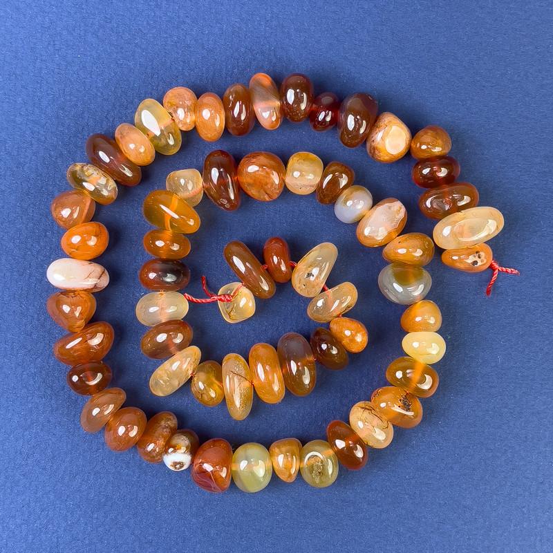 Carnelian Faceted Beads, 10x7mm, on Thread, Length 40 cm+