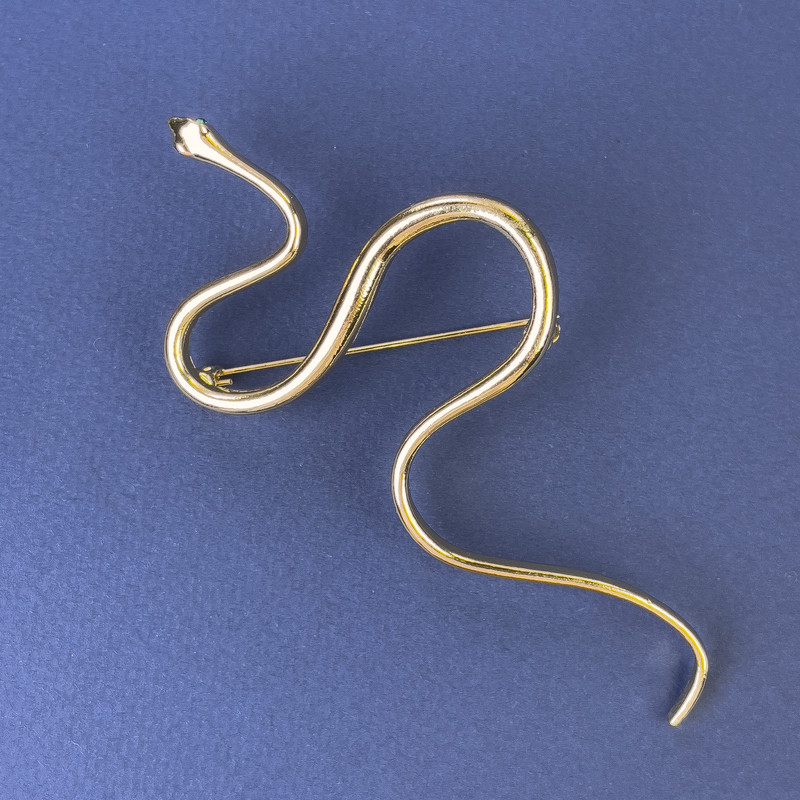 Snake Brooch in Golden Metal 98×50 mm+