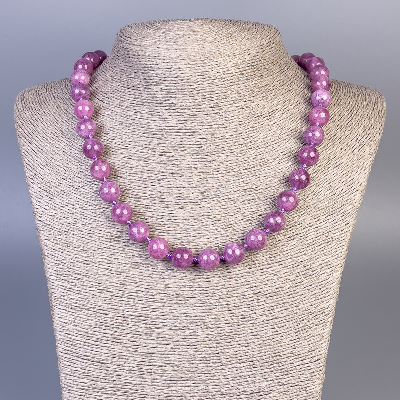 Rubellite Tourmaline Necklace, Smooth Beads, 10 mm Diameter ±, 50 cm Length ± with Clasp