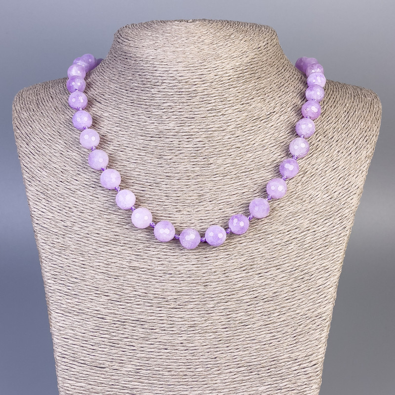 Faceted Amethyst Necklace, 10 mm bead diameter, 50 cm length, with clasp