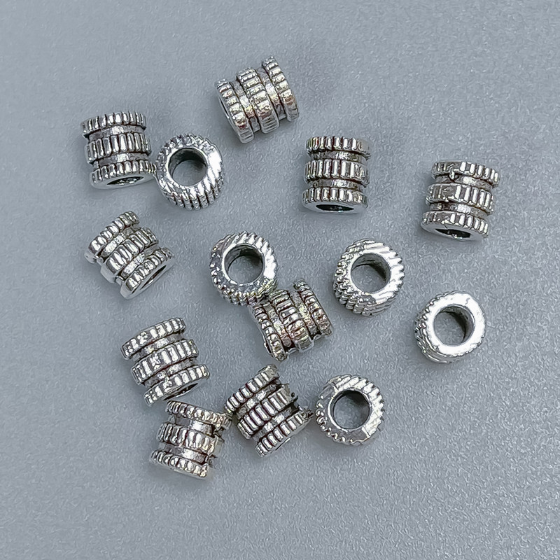 Bead insert hardware, silver metal color, 5x5 mm diameter with 3 mm hole, packaging 40 pcs