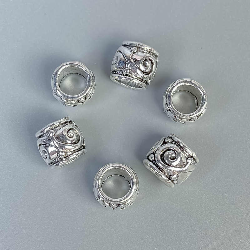 Bead Insert, Silver-Colored, 9x8 mm, hole approx. 6 mm, packaging 20 g (~16 pcs)