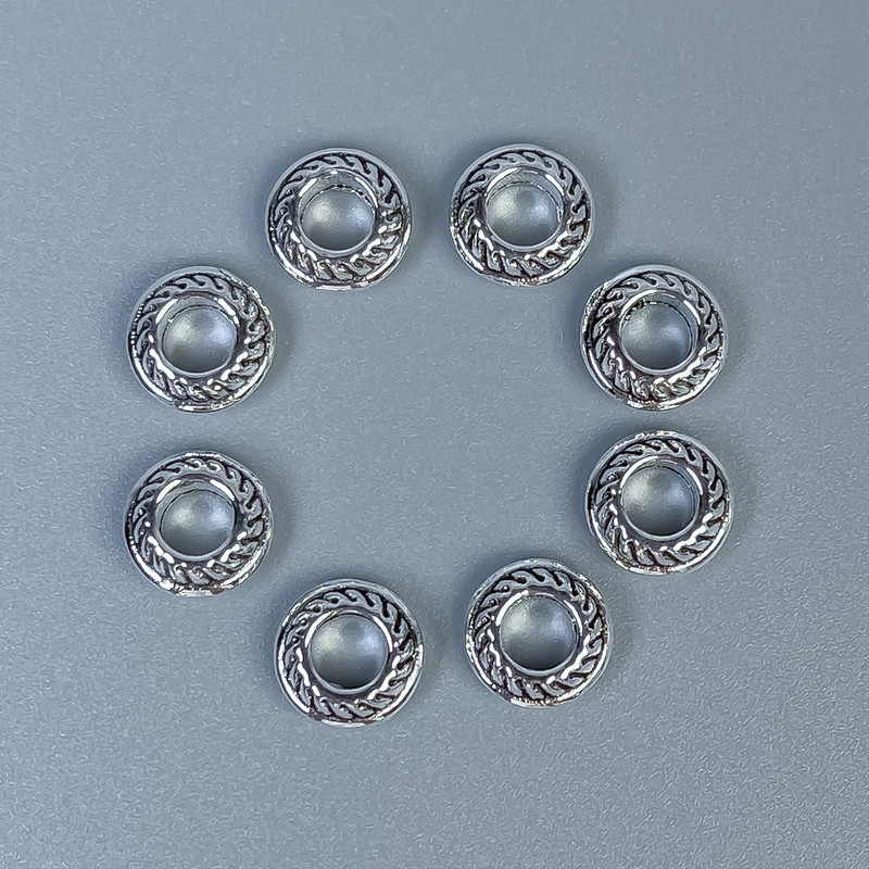 Silver-tone bead insert, 7×3 mm, with 4 mm hole, packaging 20 g (~50 pcs)
