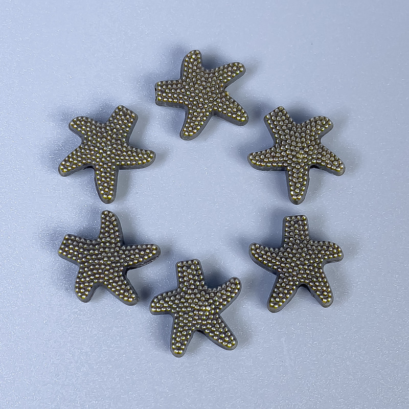 Bead Insert Sea Star bronze color, 10x3 mm, hole diameter 1.5 mm, packaging 11 pcs